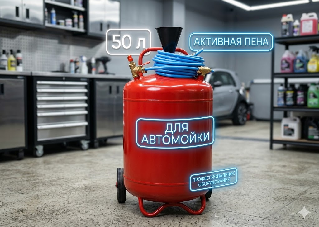 Пеногенератор 50 литров (8 бар) для автопарков и СТО