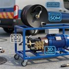 Профессиональная гидродинамическая машина для прочистки канализации (200 бар, 30 л/мин) 8