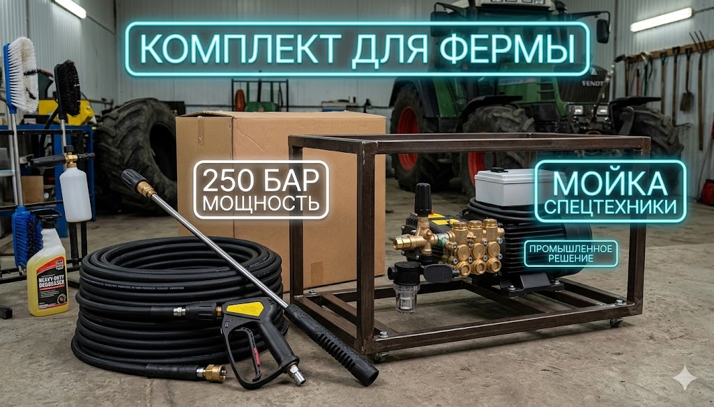 Стационарная промышленная мойка высокого давления 250 бар Моечное оборудование под ключ Стационарная промышленная мойка высокого давления 250 бар