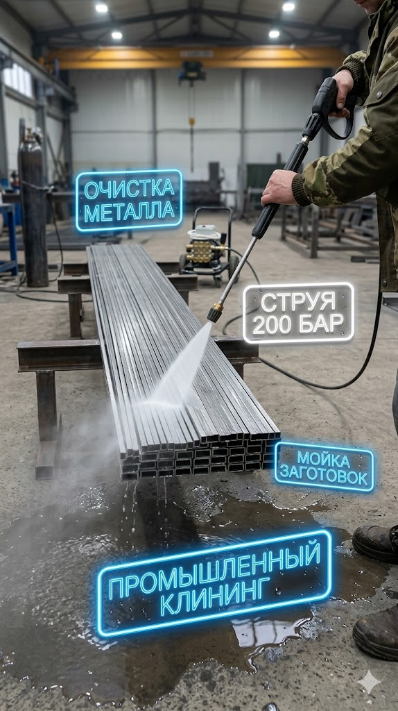 Стационарный аппарат высокого давления 200 бар (5.5 кВт) для очистки металла и ковки