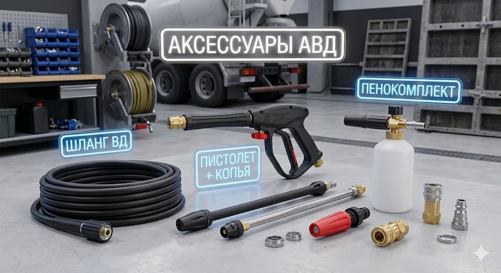 Мойка высокого давления 280 бар (7.6 кВт) для бетоновозов, РБУ и автопарков Моечное оборудование под ключ Мойка высокого давления 280 бар (7.6 кВт) для бетоновозов, РБУ и автопарков