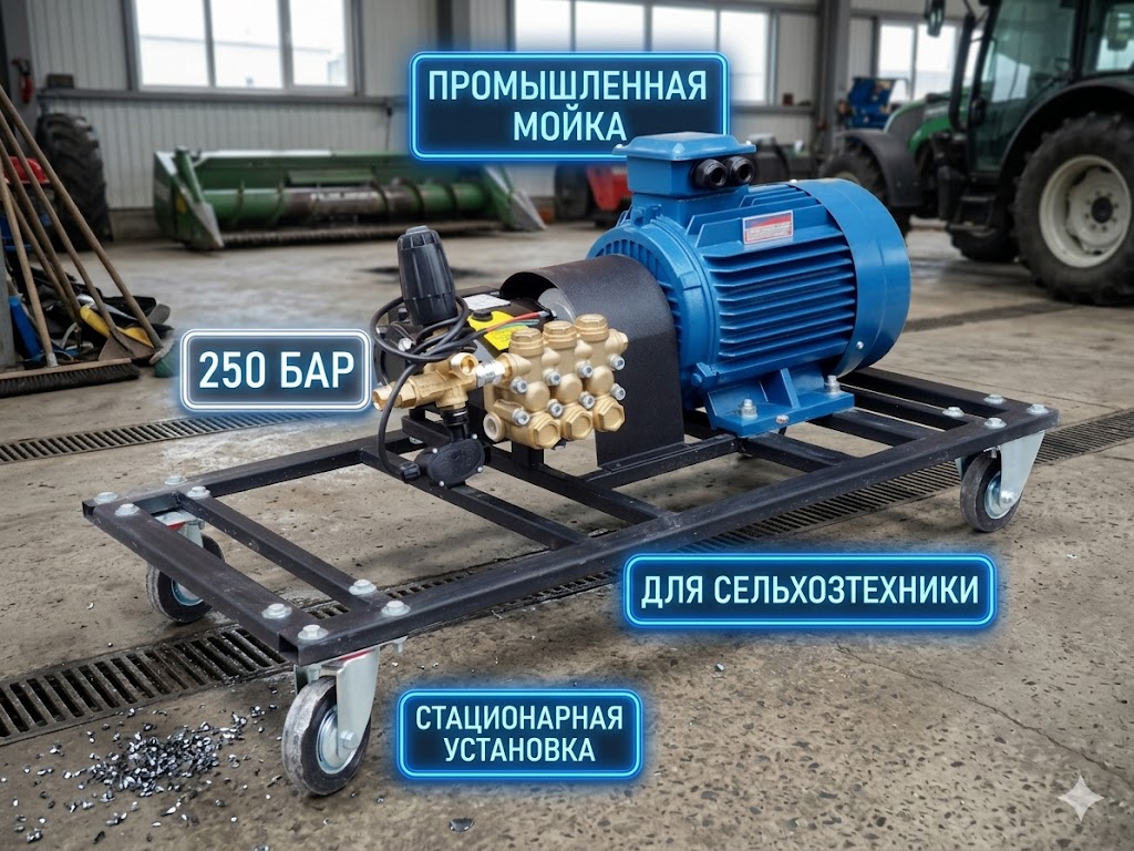 Стационарная промышленная мойка высокого давления 250 бар Моечное оборудование под ключ Стационарная промышленная мойка высокого давления 250 бар