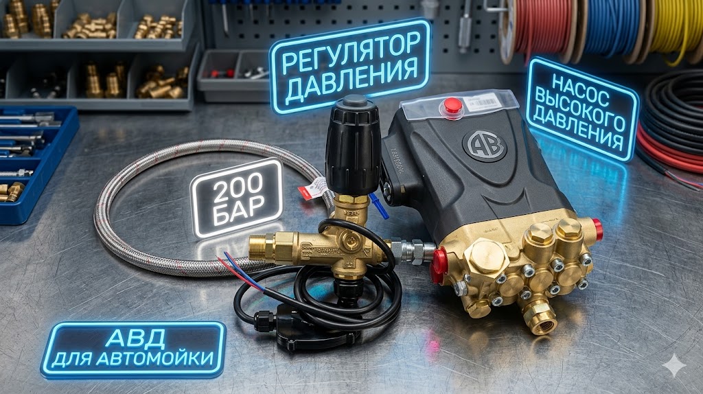 Комплект для сборки АВД 200 бар: Насос AR 15.20 и аксессуары (под мотор 5.5 кВт)