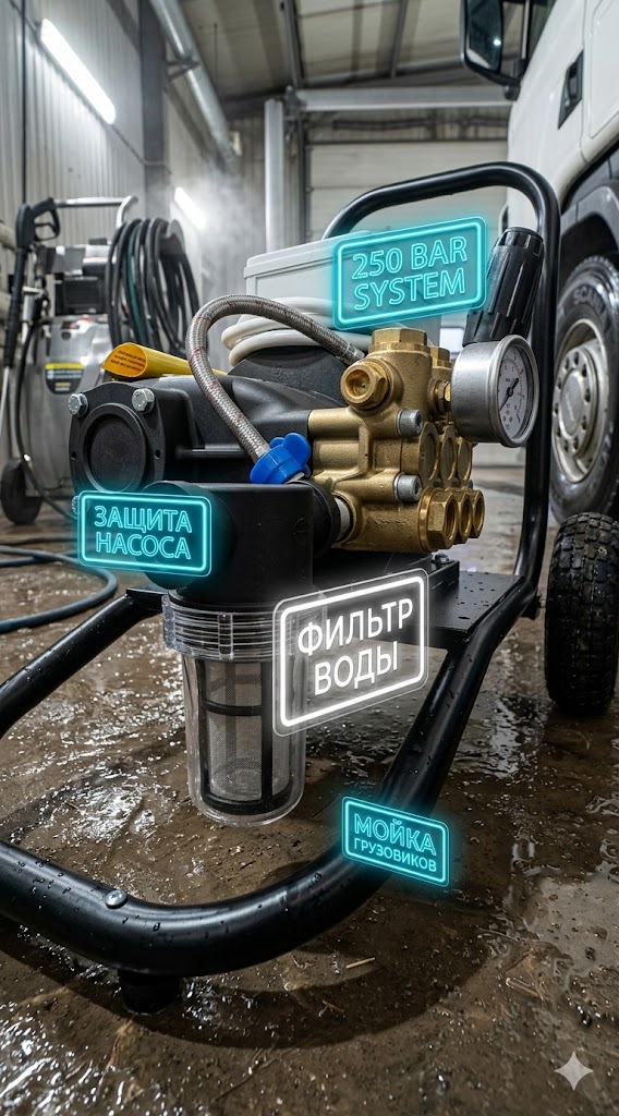 Мобильная моечная станция высокого давления 250 бар (18 л/мин) для грузовых авто