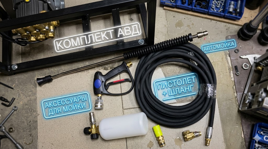 Комплект для сборки АВД 200 бар: Насос AR 15.20 и аксессуары (под мотор 5.5 кВт) Моечное оборудование под ключ 3 Комплект для сборки АВД 200 бар: Насос AR 15.20 и аксессуары (под мотор 5.5 кВт) 3