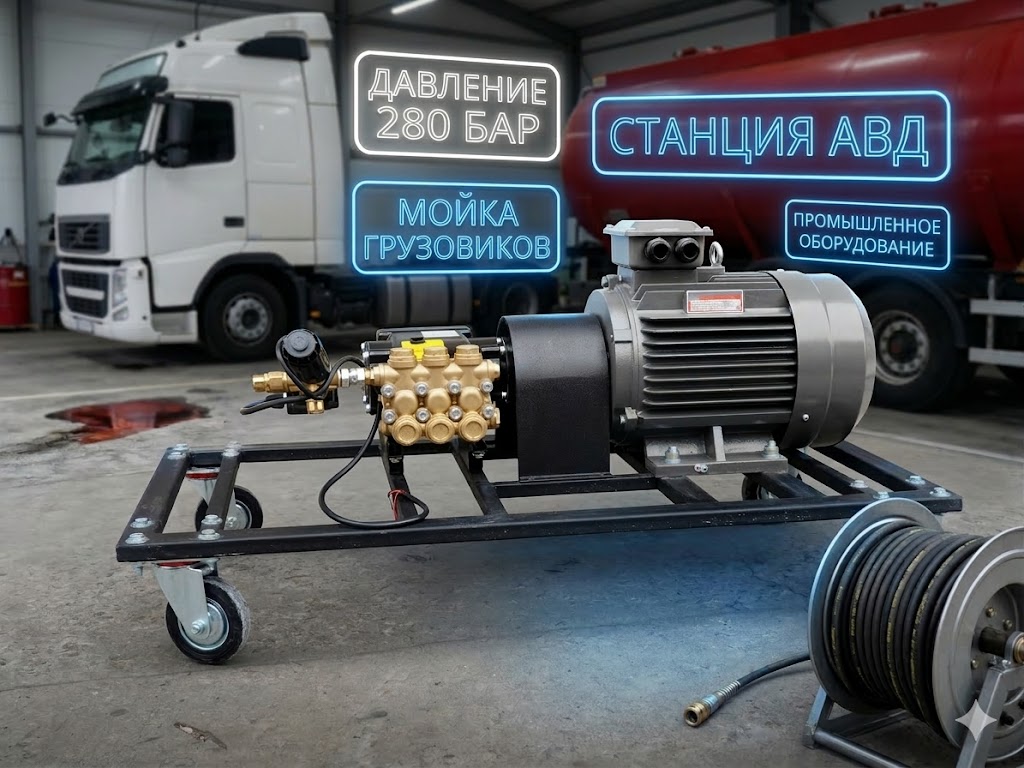 Стационарная моечная станция высокого давления 280 бар для грузовиков (Сборка ЦБ-1047)