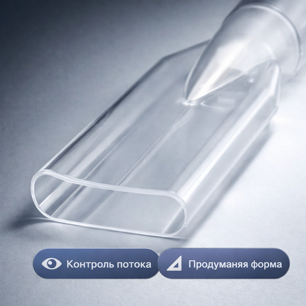 🧹🔍 Щелевая насадка широкая прозрачная для пылесоса Ø38 мм — VLH‑H03F