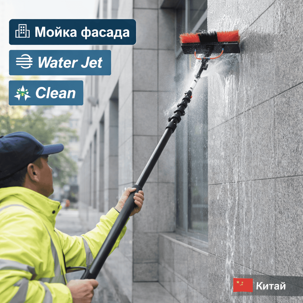🏢🚿 Телескопическая насадка L1002 🇨🇳 — мойка фасадов и стен на высоте