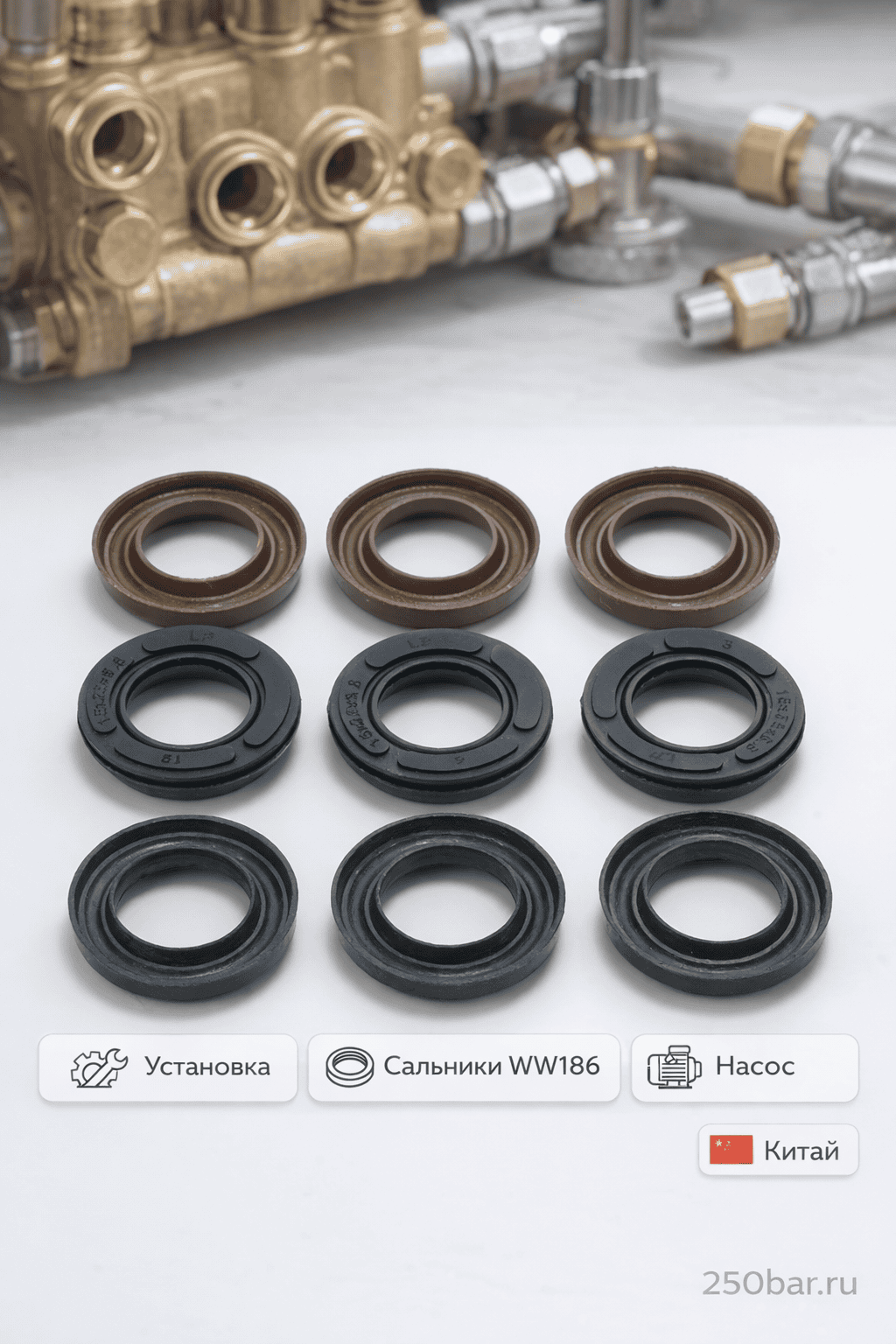 💧🔧 Сальники водяные IPG WW186 🇨🇳 — комплект ВД и НД KIT88