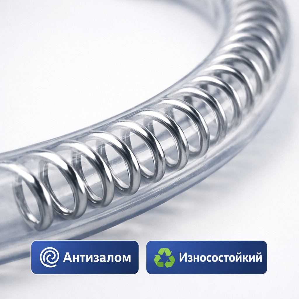 🧵🚿 Шланг ПВХ с пружиной для промывки канализации — SH02