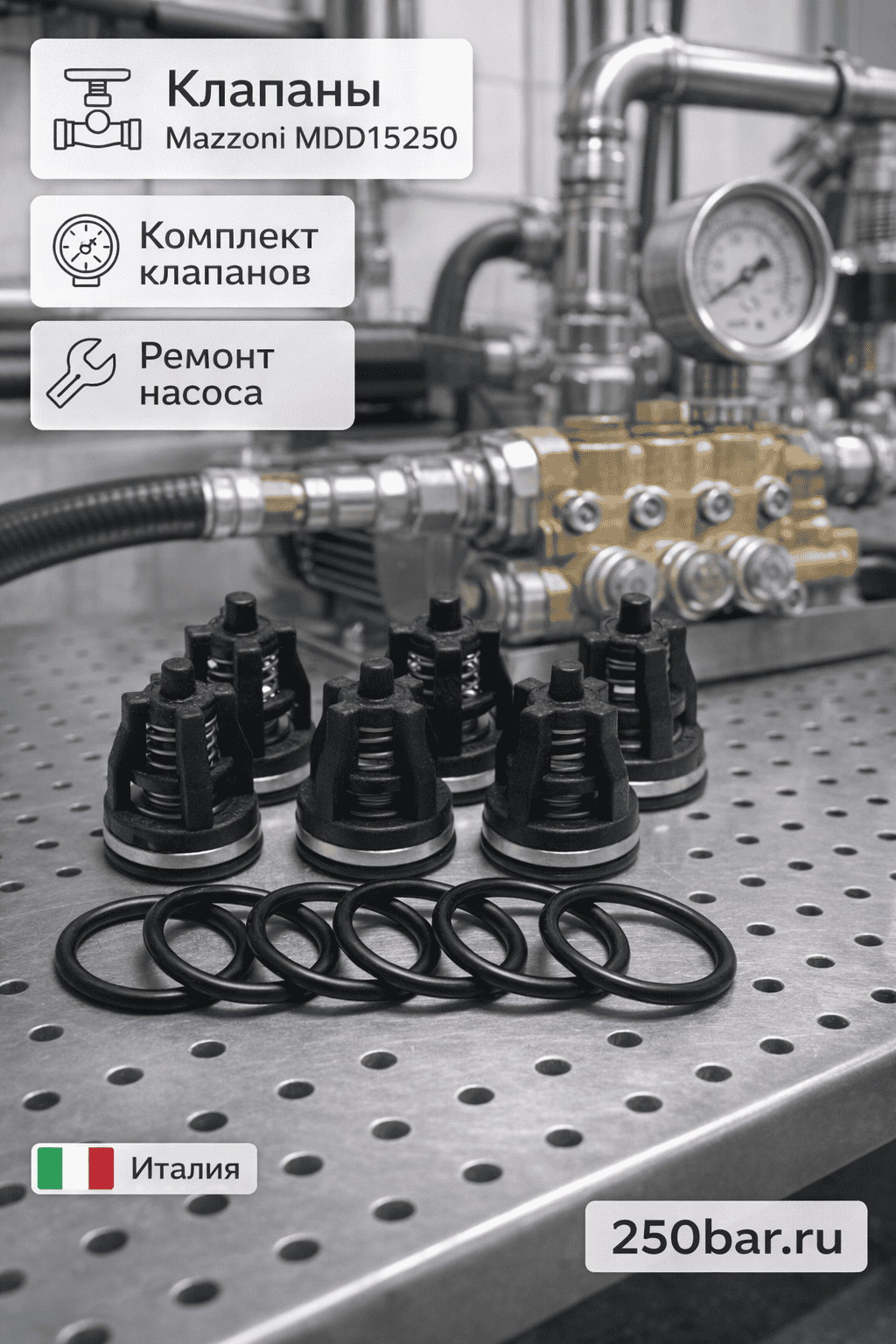 🔩💧 Клапаны Mazzoni MDD15250 🇮🇹 — комплект для стабильного давления насоса Маркетплейс высокого давления - 250bar.ru 🔩💧 Клапаны Mazzoni MDD15250 🇮🇹 — комплект для стабильного давления насоса