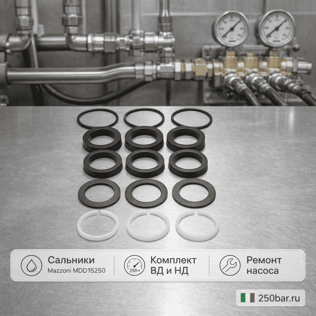 💧🔧 Сальники водяные Mazzoni MDD15250 🇮🇹 — комплект ВД и НД для насоса Маркетплейс высокого давления - 250bar.ru 💧🔧 Сальники водяные Mazzoni MDD15250 🇮🇹 — комплект ВД и НД для насоса