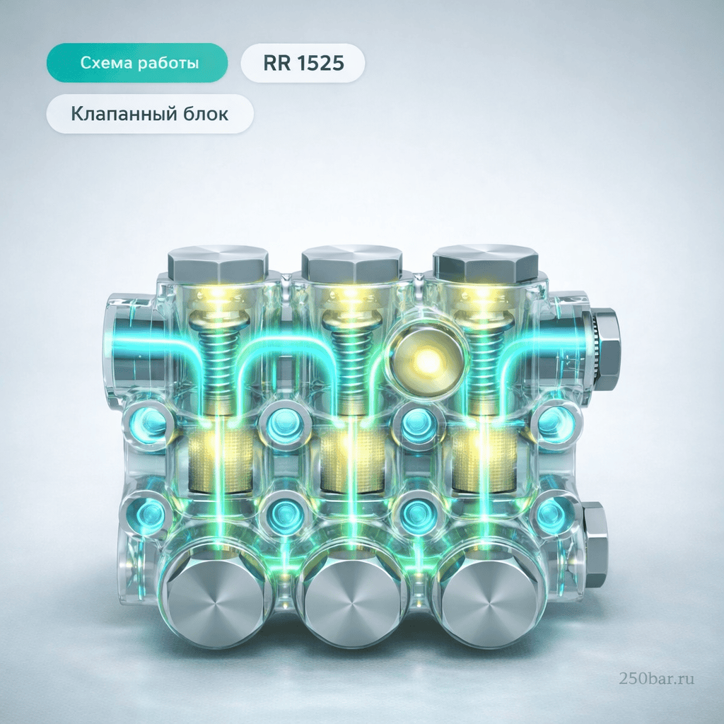 🧠💧 Головная часть насоса Annovi Reverberi RR 1525 в сборе — клапанный блок