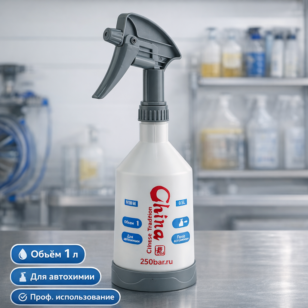 ⚪💦 Триггер‑распылитель 1 л, серый — для автомойки и детейлинга