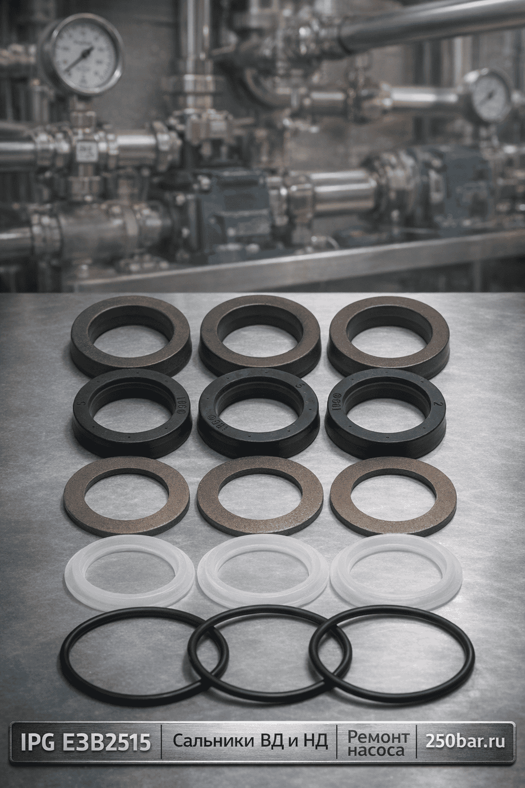💧🛠 Сальники для насоса IPG Evolution E3B2515 — комплект ВД и НД Маркетплейс высокого давления - 250bar.ru 💧🛠 Сальники для насоса IPG Evolution E3B2515 — комплект ВД и НД