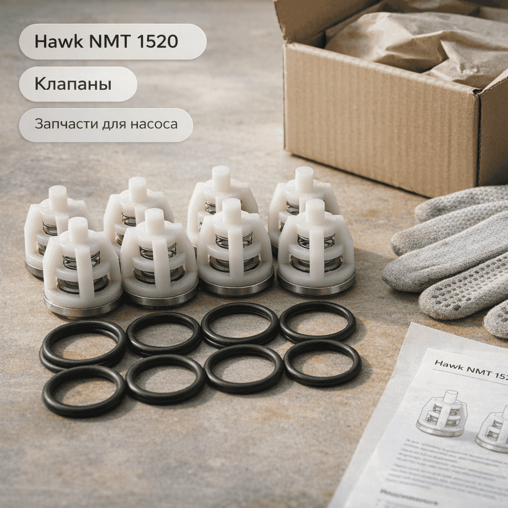 🔩 Набор клапанов для насоса Hawk NMT 1520 — плунжерный насос высокого давления