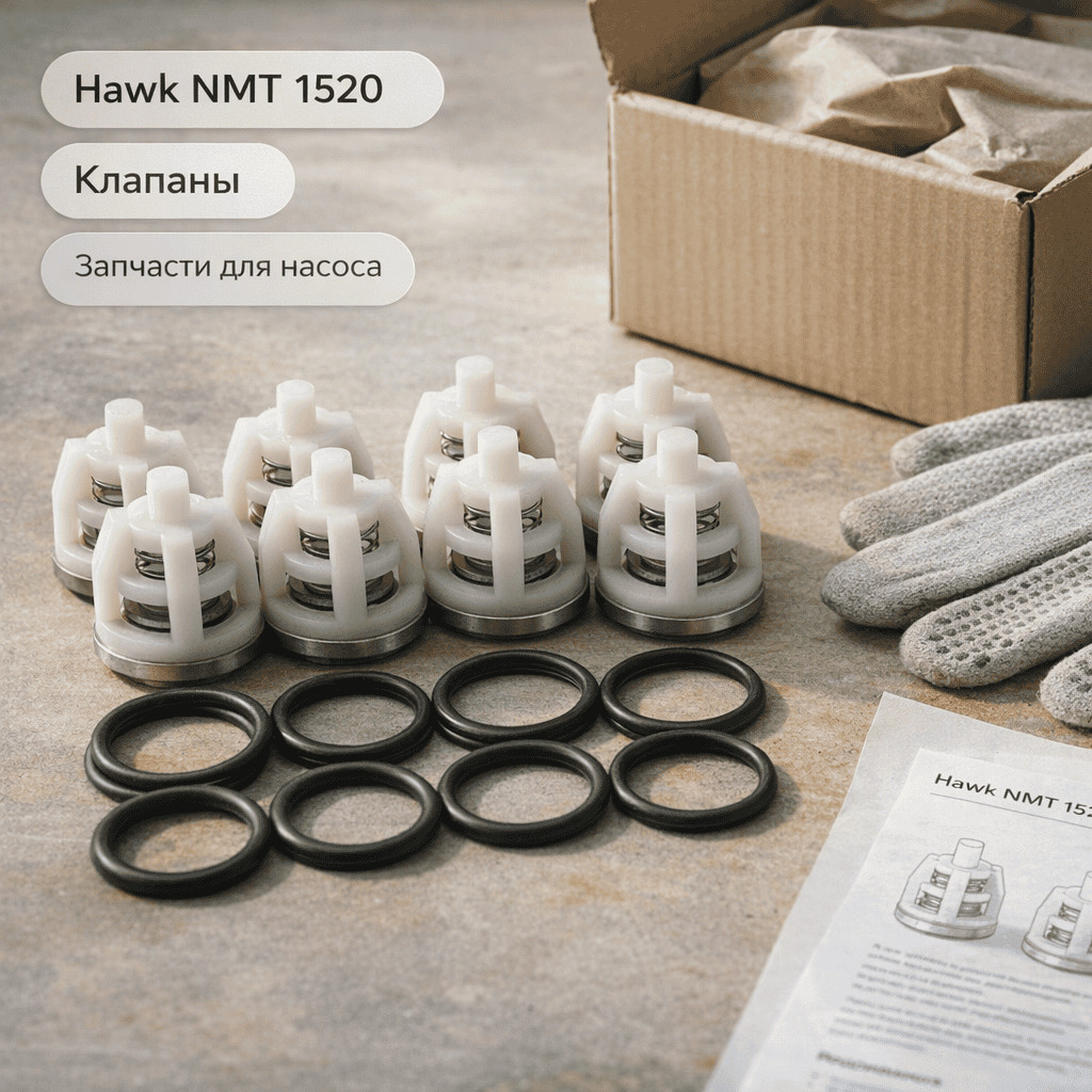 🔩 Набор клапанов для насоса Hawk NMT 1520 — плунжерный насос высокого давления