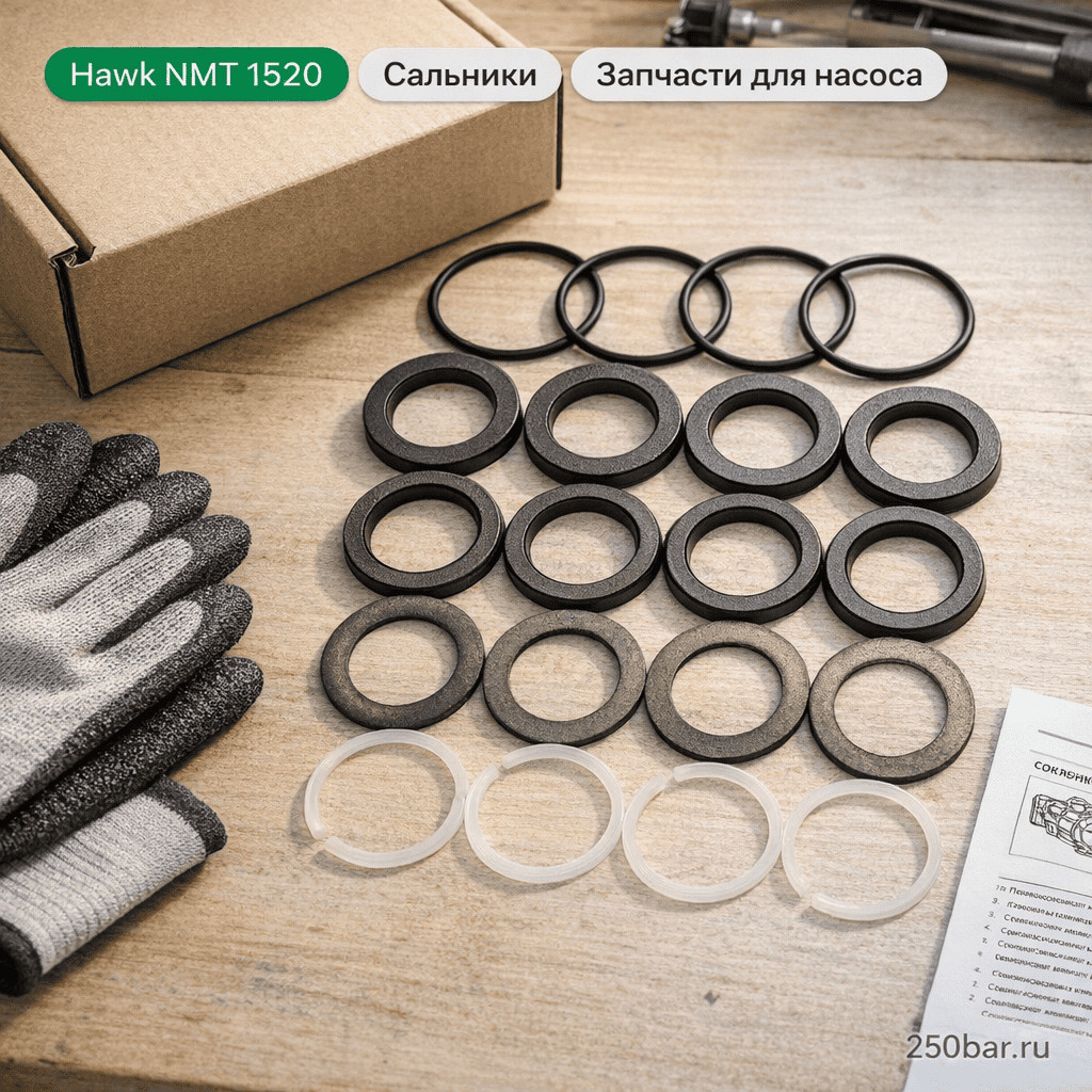 💧 Набор водяных сальников для насоса Hawk NMT 1520 — ВД и НД
