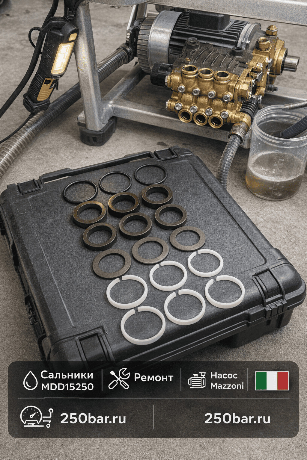 💧🔧 Сальники водяные Mazzoni MDD15250 🇮🇹 — комплект ВД и НД для насоса