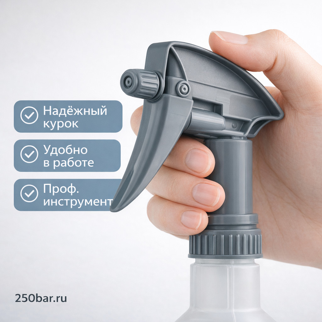⚪💦 Триггер‑распылитель 1 л, серый — для автомойки и детейлинга