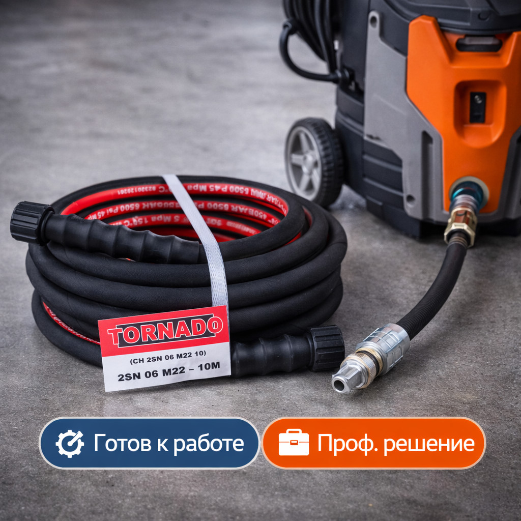 🧵 Шланг высокого давления Tornado DN6 SN2, 10 м, Г‑Г (опрессованный)