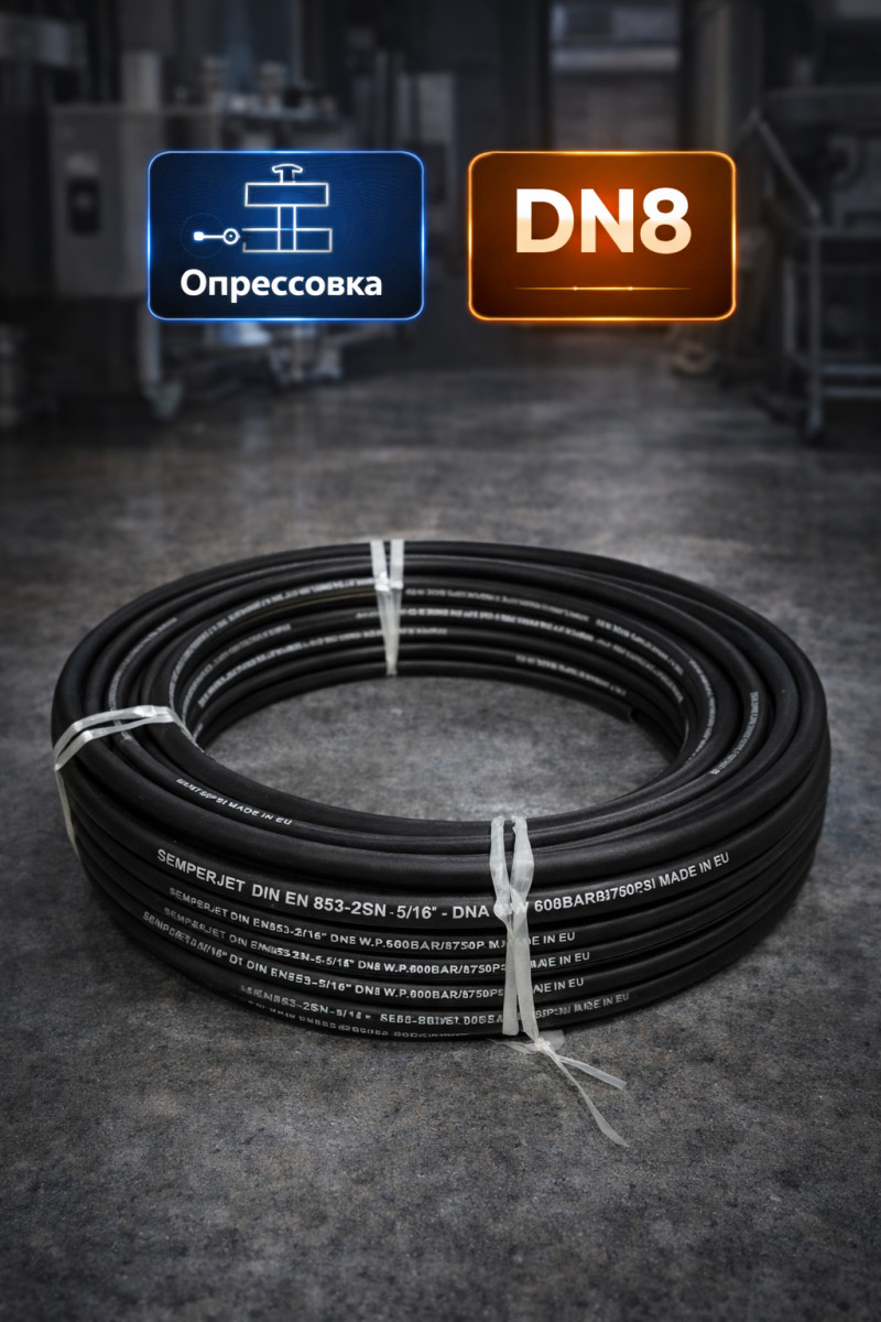 🧵 Шланг высокого давления Semperjet DN8 SN2, 600 бар, бухта 50 м