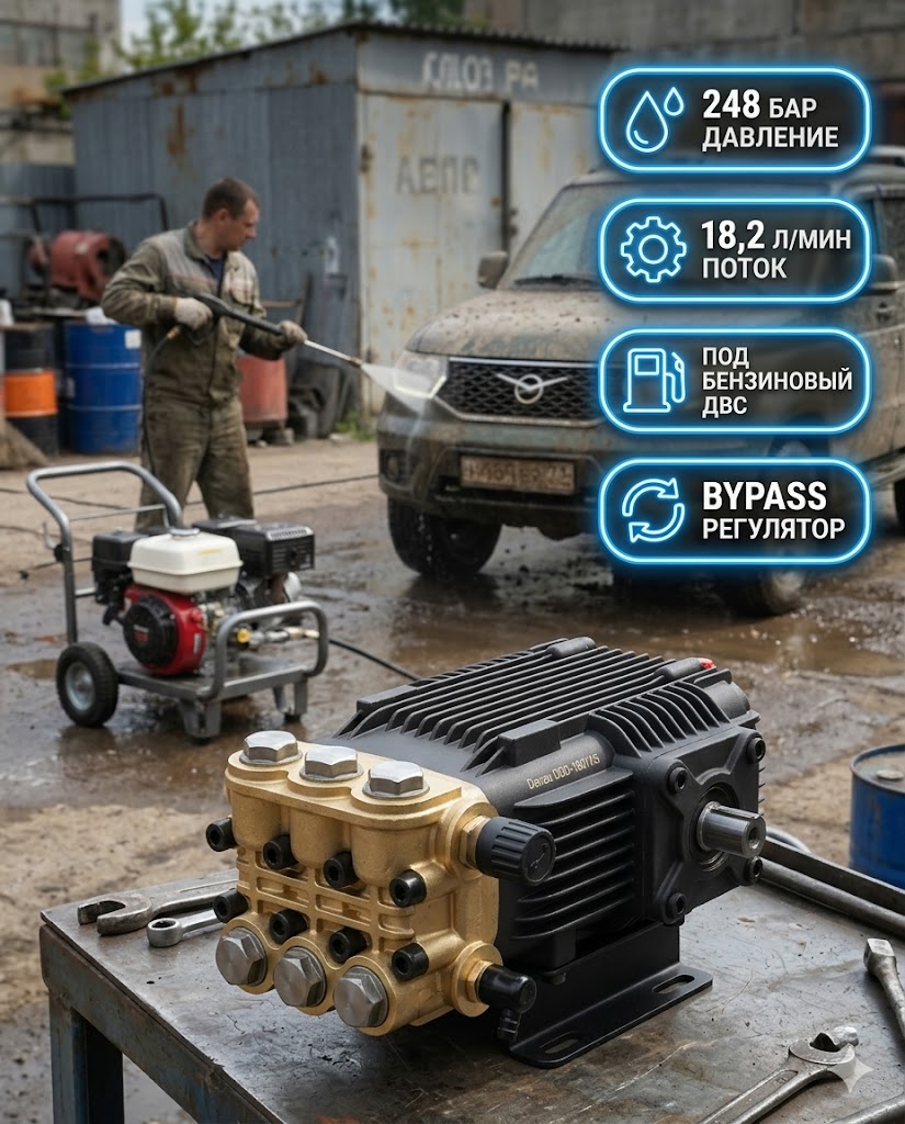 🔧💧 Плунжерный насос Danau DBD‑1807A5 (248 бар, 18,2 л/мин) Маркетплейс высокого давления - 250bar.ru 🔧💧 Плунжерный насос Danau DBD‑1807A5 (248 бар, 18,2 л/мин)