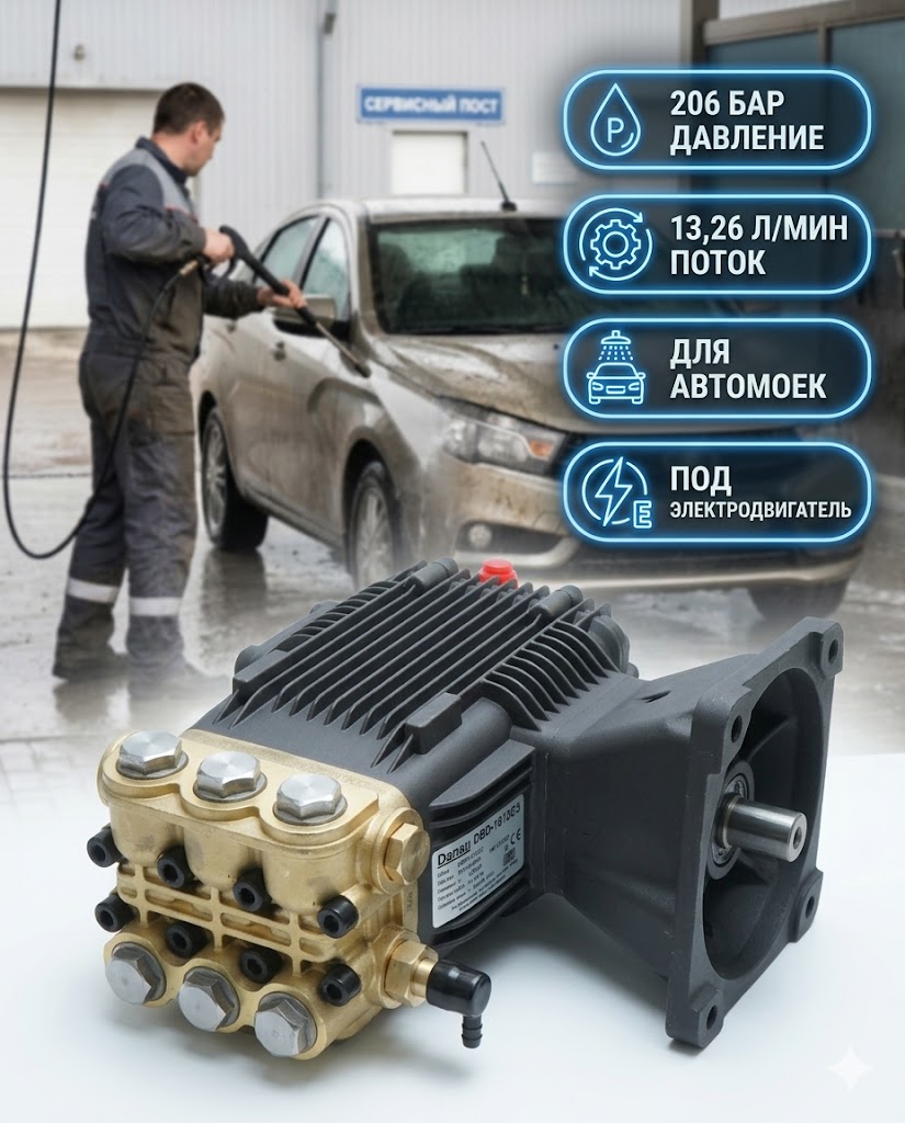 🔧💧 Плунжерный насос Danau DBD‑1812C3 (206 бар, 13,26 л/мин) Маркетплейс высокого давления - 250bar.ru 🔧💧 Плунжерный насос Danau DBD‑1812C3 (206 бар, 13,26 л/мин)