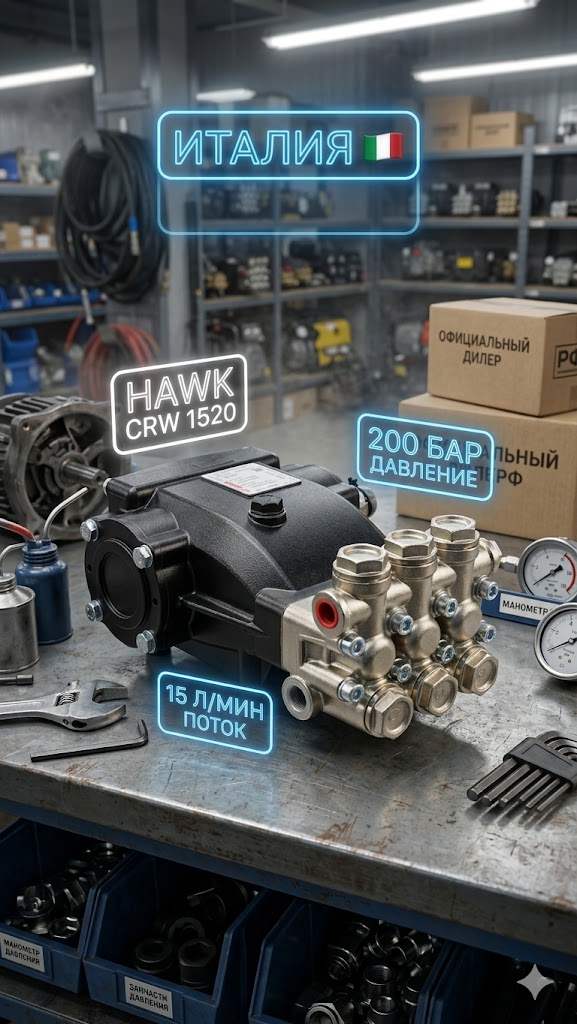 🔧💧 Плунжерный насос Hawk CRW 1520 (200 бар, 15 л/мин)