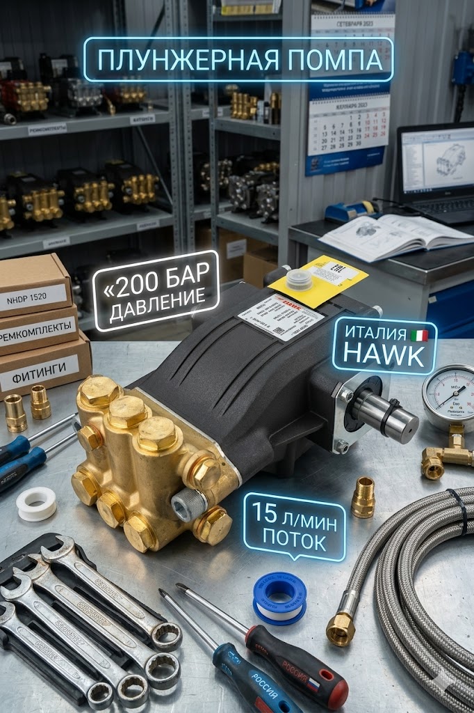 🔧💧 Плунжерный насос Hawk NHDP 1520 (200 бар, 15 л/мин)