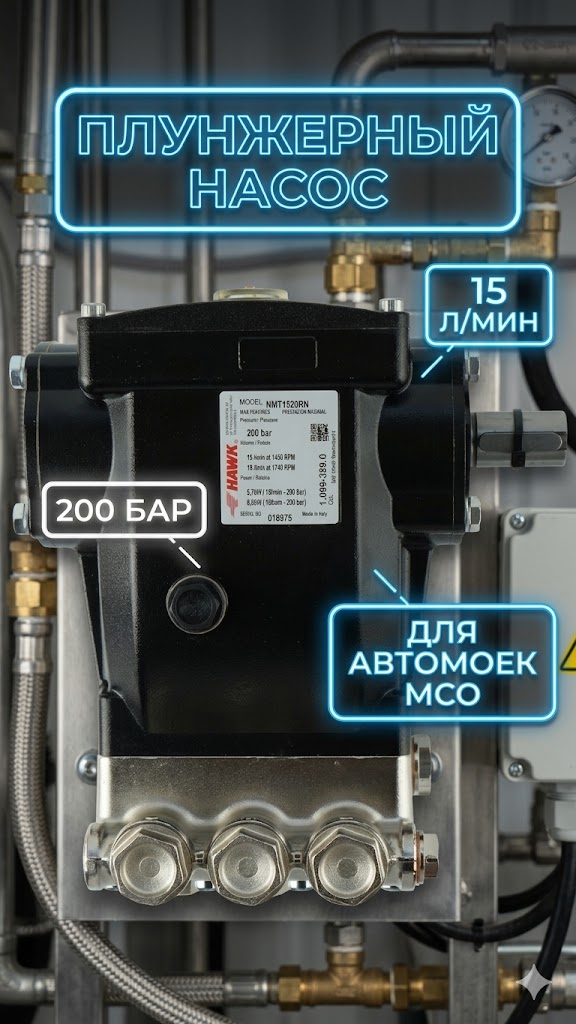 🔧💧 Плунжерный насос Hawk RN 1520 (200 бар, 15 л/мин)