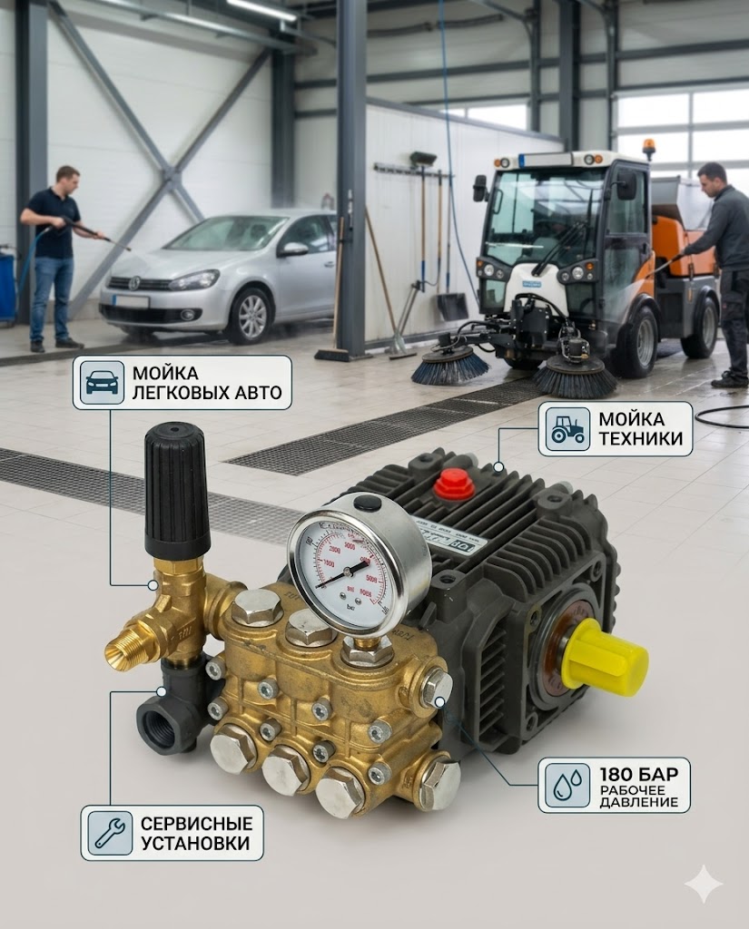 🔧💧 Плунжерный насос TOR 12.18 в сборе (180 бар, 12 л/мин)