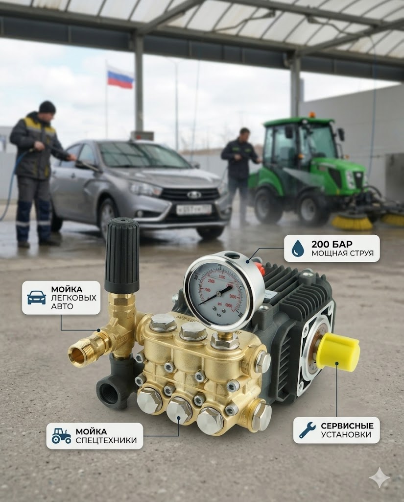 🔧💧 Плунжерный насос TOR 15.20 в сборе (200 бар, 15 л/мин)