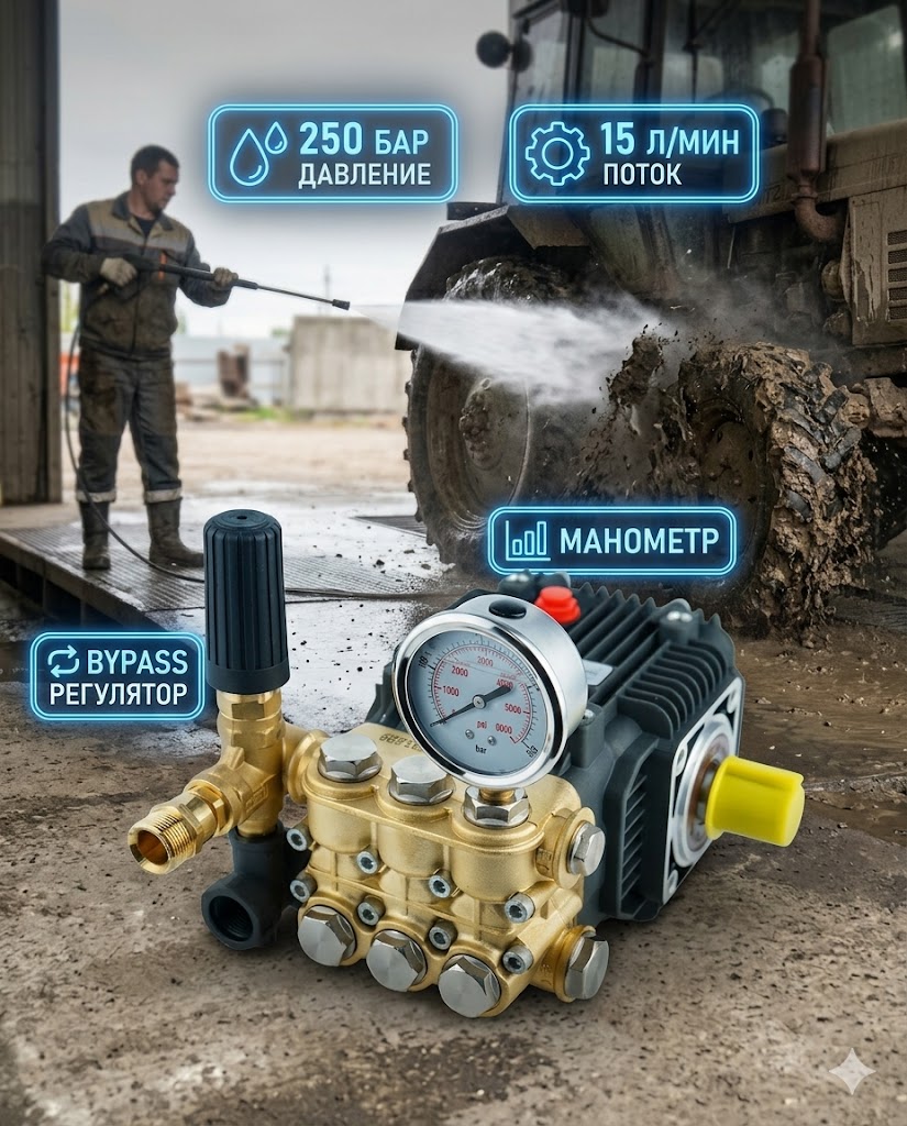 🔧💧 Плунжерный насос TOR 15.25 в сборе (250 бар, 15 л/мин) Маркетплейс высокого давления - 250bar.ru 🔧💧 Плунжерный насос TOR 15.25 в сборе (250 бар, 15 л/мин)