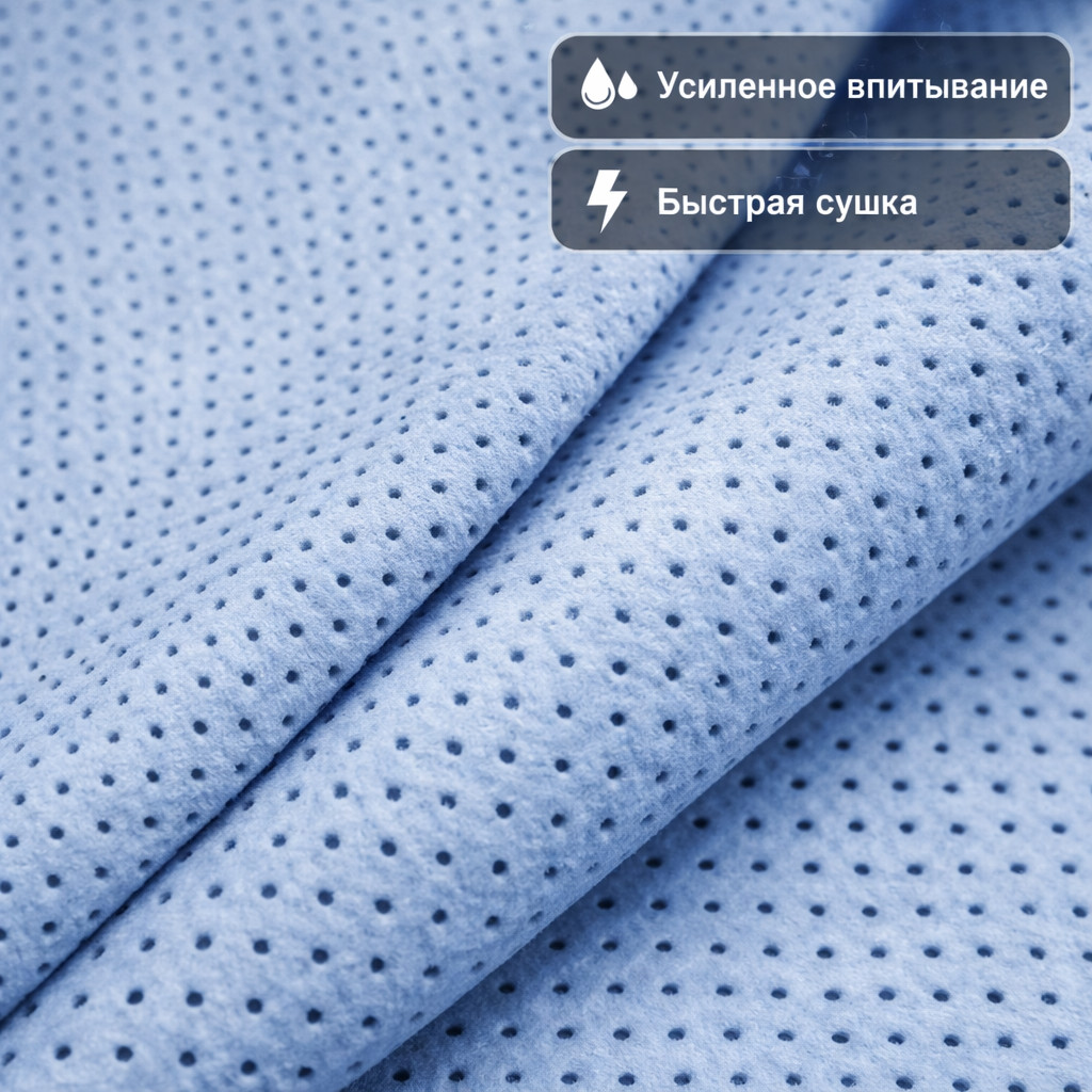 🧽💙 Салфетка из искусственной замши 40 × 50 см синяя перфорированная