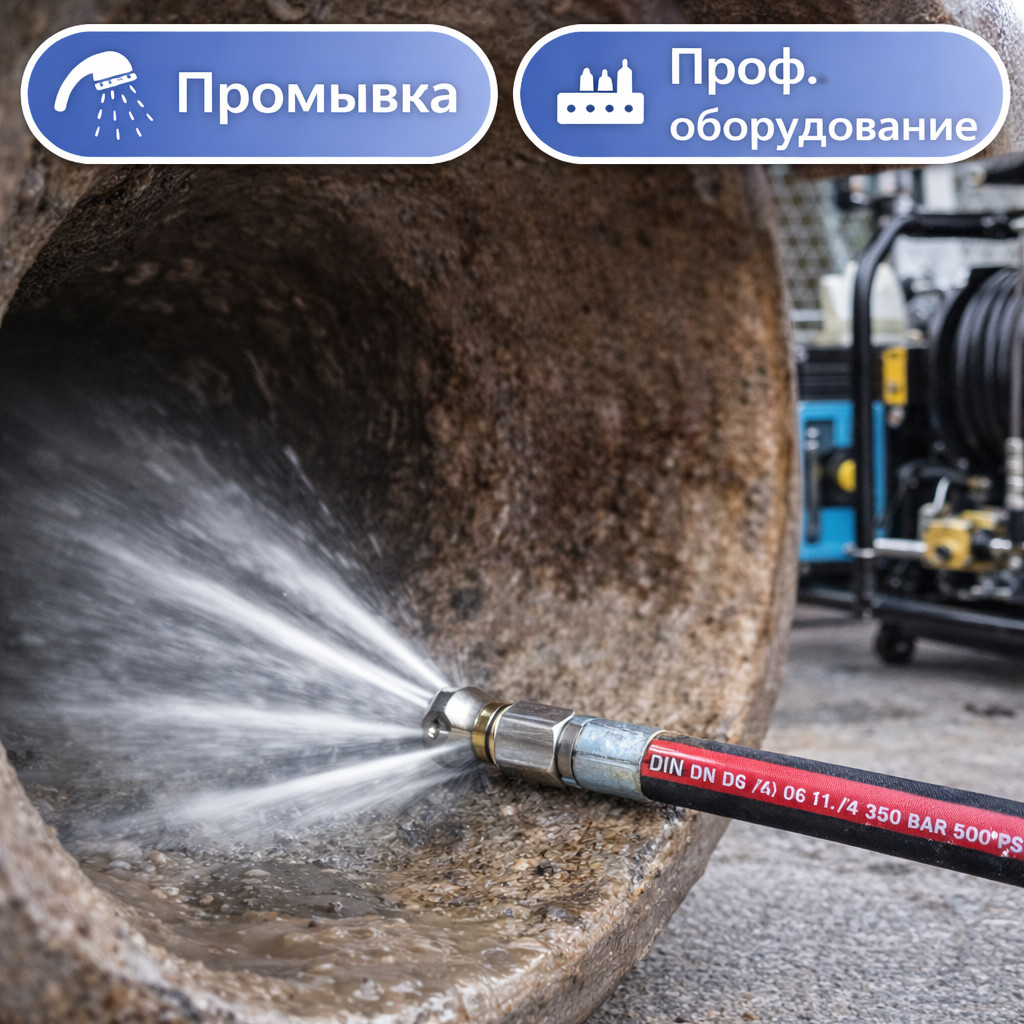 🧵 Шланг высокого давления Tornado DN6 SN1 Ш‑Ш для промывки канализации