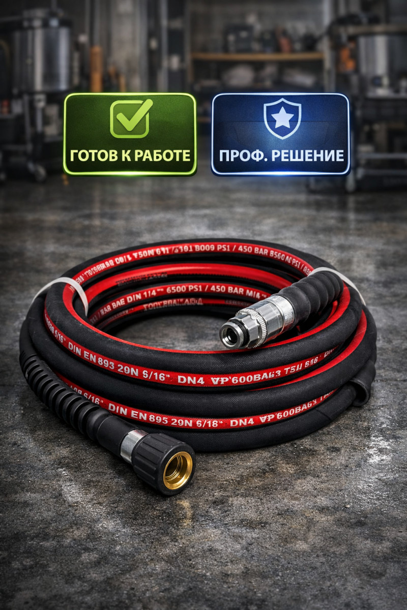 🧵 Шланг высокого давления Tornado DN6 SN2, 10 м, Г‑Ш (опрессованный)