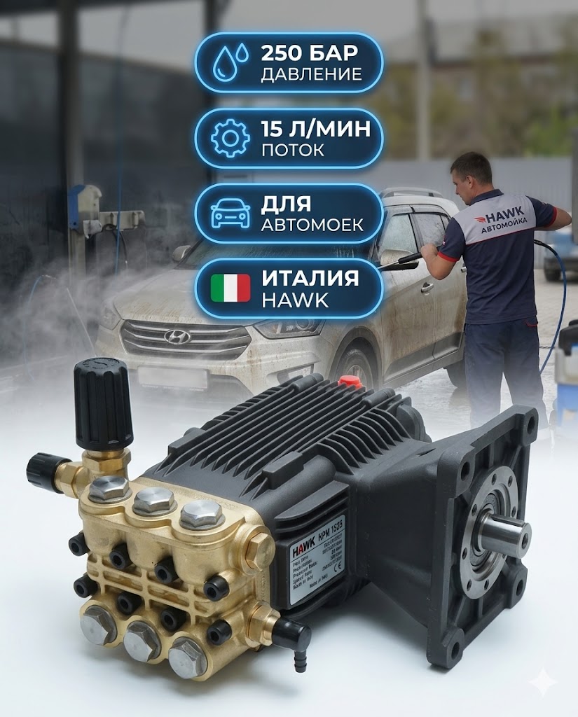 🔧💧 Плунжерный насос Hawk 1525 (250 бар, 15 л/мин) Маркетплейс высокого давления - 250bar.ru 🔧💧 Плунжерный насос Hawk 1525 (250 бар, 15 л/мин)